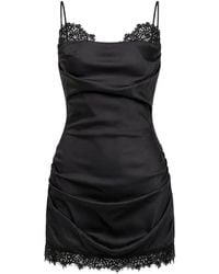 OW Collection - Robe Courte Froncée À Finitions En Dentelle Rudy - Lyst