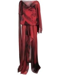Alberta Ferretti - Floral-Print Silk Maxi Dress - Lyst