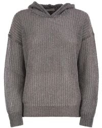 Peserico - Sequin-Embellished Open-Knit Hoodie - Lyst