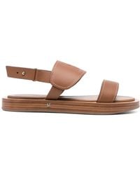 Max Mara - Embossed-Logo Leather Sandals - Lyst