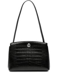 Liffner - Croc-Embossed Push-Lock Shoulder Bag - Lyst