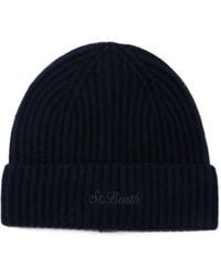 MC2 Saint Barth - Gerippte Wengen Strick-Beanie Mit Logo-Stickerei - Lyst