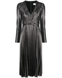 Nissa - Pleated Lamé-Effect Midi Dress - Lyst