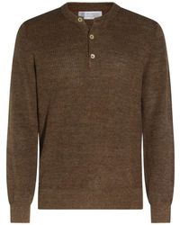 Brunello Cucinelli - Button-Placket Ribbed Sweater - Lyst