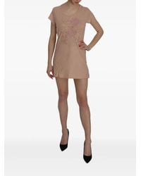 Pink Memories - Lace-Appliqué Short-Sleeve Mini Dress - Lyst