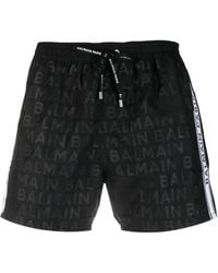 Balmain - Short De Bain À Logo Imprimé - Lyst