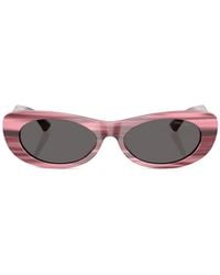 Jimmy Choo - Striped Oval-Frame Sunglasses - Lyst