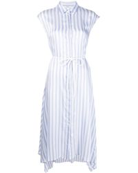 Peserico - Striped Satin Sleeveless Shirt Dress - Lyst