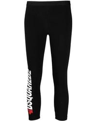 DSquared² - Logo-Print Cropped Leggings - Lyst