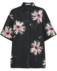Prada - Short-sleeved Printed Poplin Shirt - Lyst