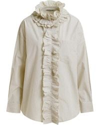 Essentiel Antwerp - Stripe-Pattern Ruffle-Detail Shirt - Lyst