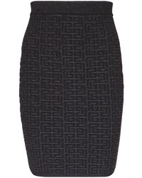 Balmain - Pb-intarsia Knitted Mini Skirt - Lyst