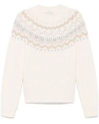 Peserico - Patterned Intarsia Knit Sweater - Lyst