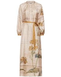 Pierre Louis Mascia - Aloe Floral Gathered-Detail Midi Shirt Dress - Lyst