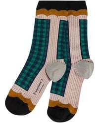 Exquisite J - Check-Pattern Ribbed Socks - Lyst