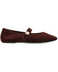 Tory Burch - Ballerines En Daim À Boutons Logo - Lyst
