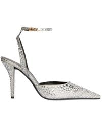 Balmain - Strappy Satin Pumps With Crystals - Lyst