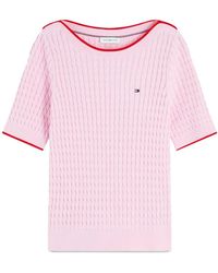Tommy Hilfiger - Cable-Knit Short-Sleeve Sweater - Lyst