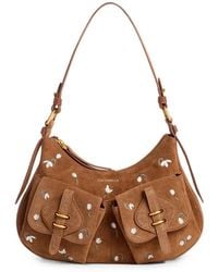 Coccinelle - Medium Mavery Flower-Embroidered Suede Shoulder Bag - Lyst