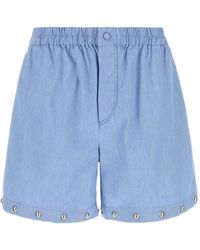 Valentino Garavani - Stud-Embellished Denim Shorts - Lyst