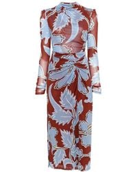 Diane von Furstenberg - Amadis Floral-Print Ruched Midi Dress - Lyst