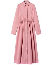Lanvin - Long-Sleeve Button Midi Dress - Lyst