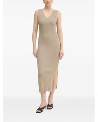 ARMANI EXCHANGE - Ribbed-Knit V-Neck Midi Dress - Lyst