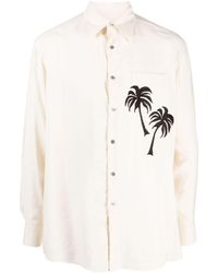 Emporio Armani - Palm Tree-patch Long-sleeve Shirt - Lyst