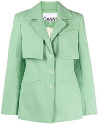 Ganni - Cotton Suiting Blazer - Lyst