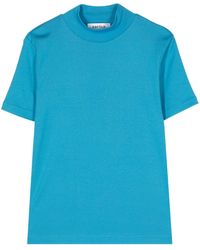 Enfold - Stand-neck Compact-cotton T-shirt - Lyst
