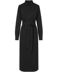 LA ROSE - Belted Long-Sleeve Shirt Midi Dress - Lyst