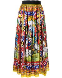 Dolce & Gabbana - Carretto-print Twill Midi Skirt - Lyst