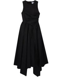 MSGM - Gathered-Detail Asymmetric Dress - Lyst