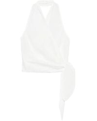 St. Agni - Pinstripe Wrap Top - Lyst