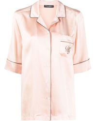 Dolce & Gabbana - Camisa estilo pijama con logo bordado - Lyst
