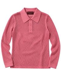 Gucci - Mesh Long-Sleeve Polo Shirt - Lyst