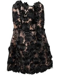 Bronx and Banco - Floral-Appliqué Strapless Mini Dress - Lyst