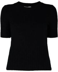 Vince - Ribbed-Knit Short-Sleeve Sweater - Lyst