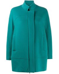 Alberto Biani High-neck Straight Fit Coat - Green