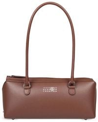 MM6 by Maison Margiela - Small Bauletto Logo-Print Leather Shoulder Bag - Lyst