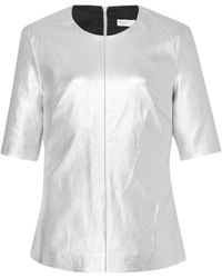 Rosetta Getty - Laminiertes T-Shirt Aus Leder - Lyst