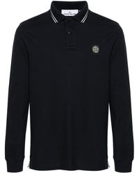 Stone Island - Compass-patch Striped-collar Polo Shirt - Lyst
