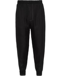 Prada - Elasticated-Waist Silk Track Pants - Lyst