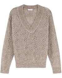 Brunello Cucinelli - Sequin-Embellished Open-Knit Sweater - Lyst