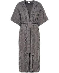 Malo - Short-Sleeve Cable-Knit Belted Cashmere Coat - Lyst