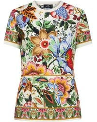 Etro - T-Shirt mit Blumen-Print - Lyst