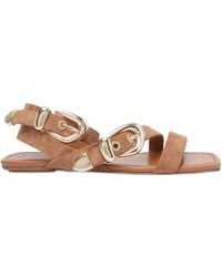 Stuart Weitzman - Flache Sandalen aus Wildleder - Lyst