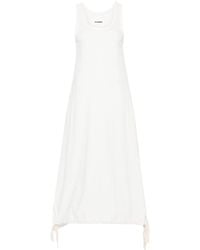Jil Sander - Cotton Midi Dress With Elastic Hem - Lyst