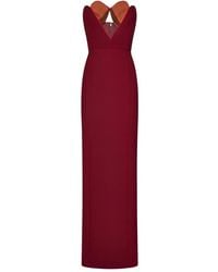 Nensi Dojaka - Long Burgundy Viscose Blend Strapless Dress - Lyst