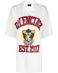 Balenciaga - College Crest Logo-Print T-Shirt - Lyst